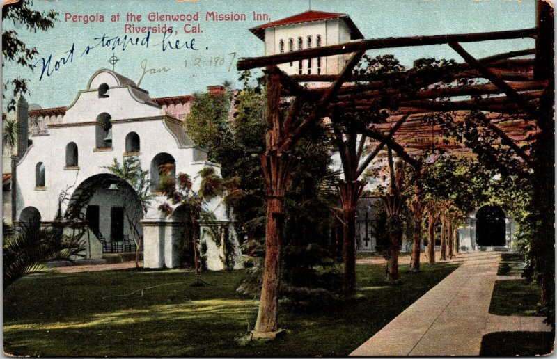 Pergola Glenwood Mission Inn Riverside California CA Antique Postcard UNP Unused