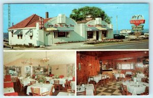 ST. AUGUSTINE, Michigan MI ~ Roadside BELLE ISLE FINER FOODS 1950s Cars Postcard