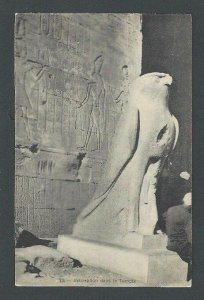 Ca 1913 PPC Horus Ancient Falcon Headed God Stone Giant At Temple Egypt Used