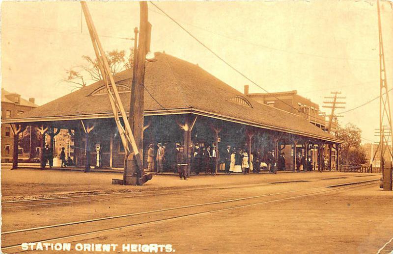 Boston Orient Heights MA Railroad Station Train Depot RPPC Postcard 22