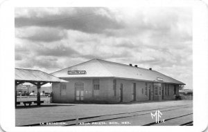 RPPC La Estacion, Agua Prieta, Son., Mexico Railroad Depot 1958 Vintage Postcard