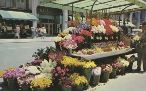 Sideline Flower Stands In San Fransisco Cable Car USA Postcard