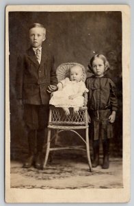 RPPC Lovely Children Earl Arthur and Jennie c1910 Postcard A28