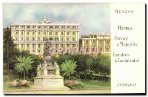 Old Postcard Genova Hotels Savoy Majestic Londers Continental Fioroni