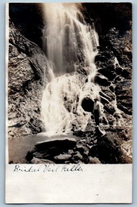 Spearfish South Dakota SD Postcard RPPC Photo Bridal Veil Falls Waterfall 1908