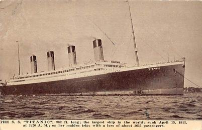 SS Titanic Titanic Ship Writing on back crease left top corner tip, very ligh...