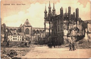 World War 1 Louvain 1914 Grand Place Leuven Military Vintage Postcard C076