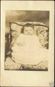 Little BABY CHILD DRESS on Chair Real Photo 1910s RPPC