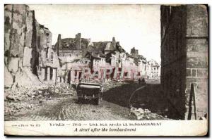 Old Postcard Belgium Ypres A street after the bombing