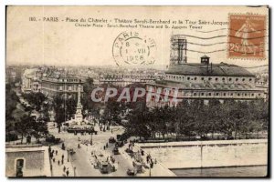 Paris - 1 - Place du Chatelet - Theater Sarah Bernhardt and the Tour Saint Ja...