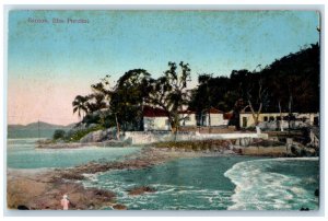 1923 Santos Ilha Porchat São Paulo Brazil Silva Filho Stamp Vintage Postcard