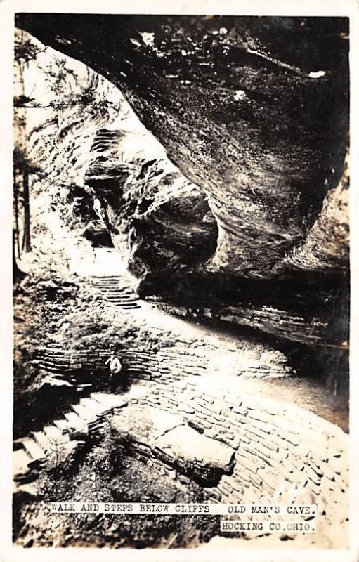 Old Man's Cave, Walk and Steps Below Cliffs real photo - Hocking, Ohio OH