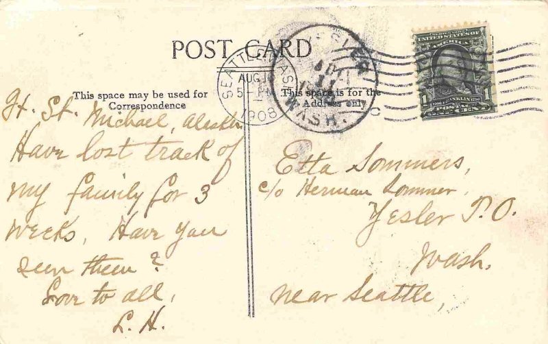 Reindeer Two Person Sled Nome Alaska Goetze 1908 postcard