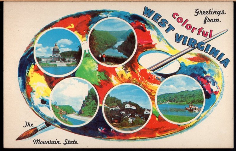 West Virginia Painter's Platter Greetings from Colorful The Mountain State - C