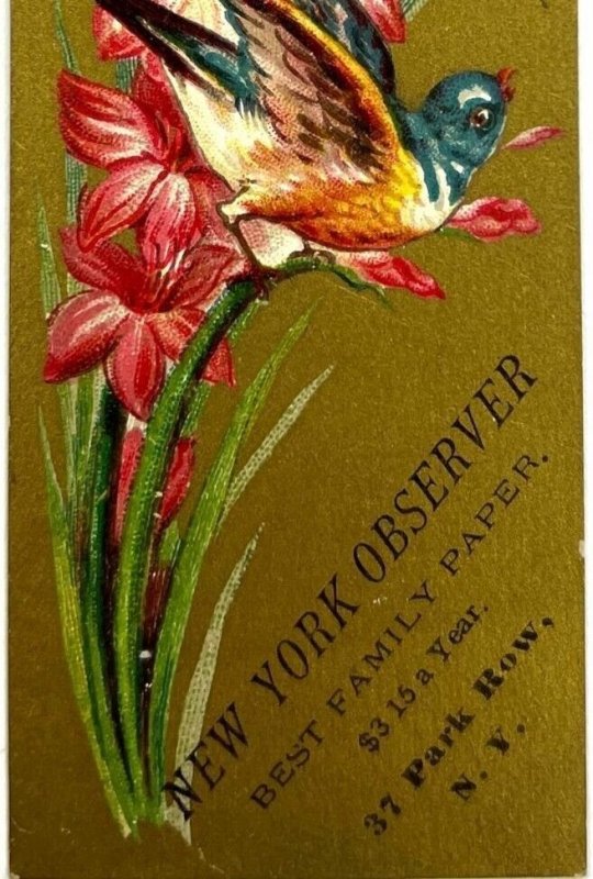 New York Observer Newspaper - Antique Bookmark Victorian Trade Card #2