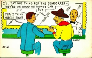 Artist Signed R Seale Comic Democrats as Good as Money Can Buy Chrome Postcard