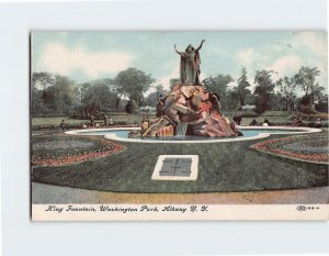 Postcard King Fountain Washington Park Albany New York