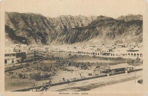 Yemen Aden Bazaar Camp panorama vintage postcard 