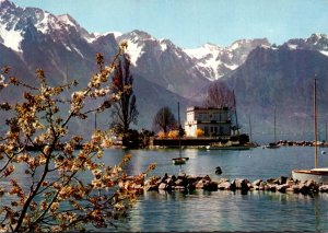 Switzerland Clarens Montreux L'ile de Salagnon et les Alpes de Savoie