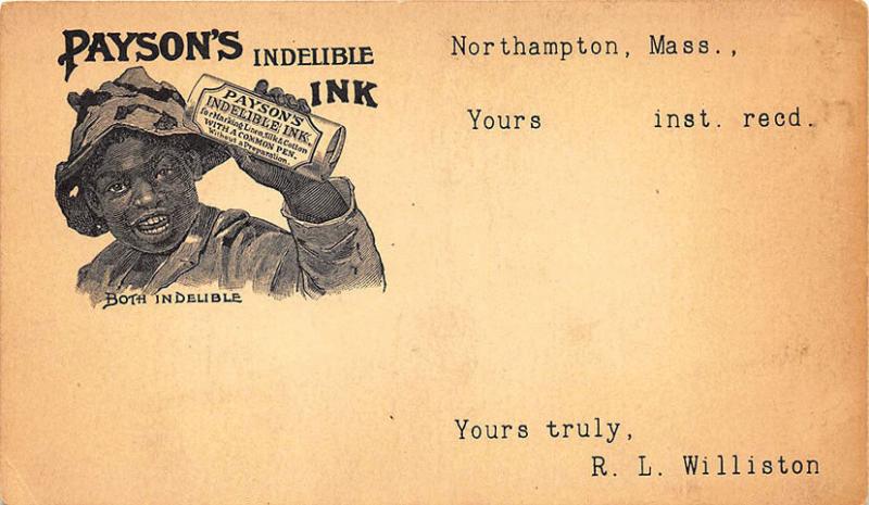 Northampton MA Payson's Indelible Ink Both in Delible Postcard