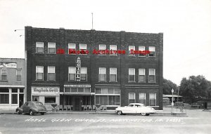 IA, Manchester, Iowa, RPPC, English Grill Restaurant, 50s Cars, Cook Photo