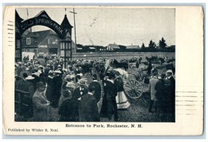 1907 Entrance Park Cold Spring Crowd Wagon Rochester New Hampshire NH Postcard