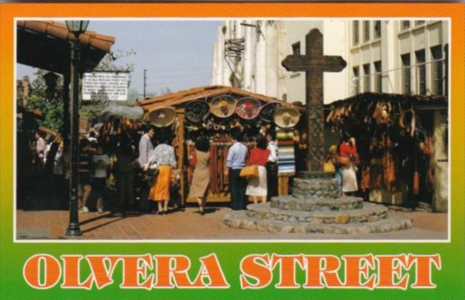 California Los Angeles Olvera Street Wooden Cross and Markets