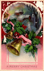 Christmas With Gold Bells and Holly 1911