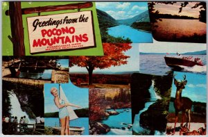 VINTAGE POSTCARD MULTIPLE SCENES FROM THE POCONO MOUNTAINS MAILED 1963