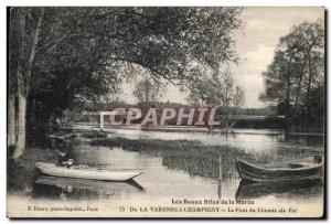 Old Postcard Les Beaux Sites Marne In Champigny La Varenne The Railway Bridge