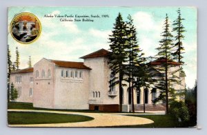 AYP EXPOSITION CALIFORNIA STATE BUILDING USS WASHINGTON SHIP CANCEL POSTCARD '09