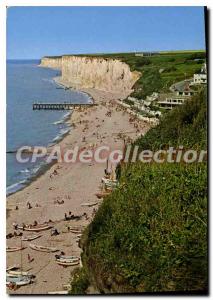 Modern Postcard La Cote Normande Veules les Roses Seine Ms. The Beach and the...