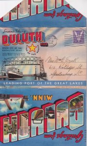DULUTH, Minnesota, PU-1944; Leading Port Of The Great Lakes, Folder Postcard