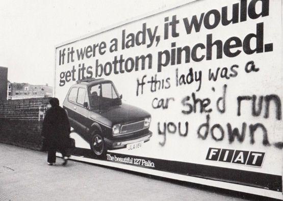 Farringdon Rd London Fiat Car Poster Graffiti Vandalism 1979 Real Photo Postcard