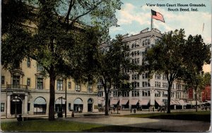 Postcard View From Courthouse Grounds in South Bend, Indiana~139246