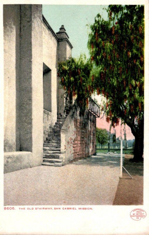 California San Gabriel Mission The Old Stairway Detroit Publishing