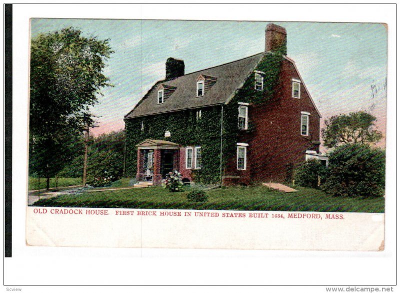MEDFORD, Massachusetts, 1900-1910's; Old Cradock House, First Brick House In ...