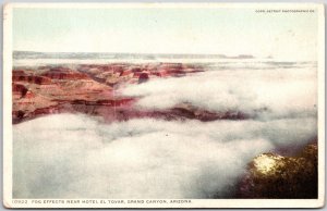 Arizona AZ, Fog Effects Near Hotel El Tover, Grand Canyon, Vintage Postcard