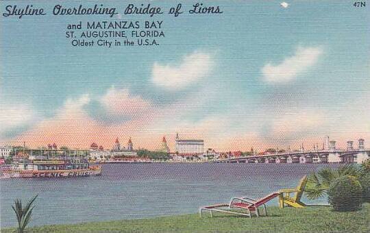Florida Saint Augustine Skyline Overlooking Bridge Of Lions And Matanzas Bay
