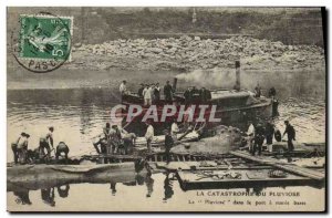 Old Postcard Boat War Pluviose Pluviose The Disaster in the harbor at low tid...