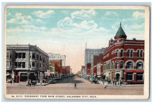 Oklahoma City Oklahoma Postcard Broadway From Main Street Business Section 1920