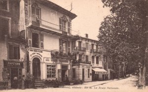 Sospel La Route Nationale Papeterie Shopping District Street Vintage Postcard