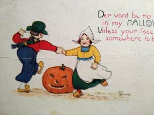 Halloween Postcard Nash Dutch Boy Girl Dancer Original Antique Series 39 Vintage