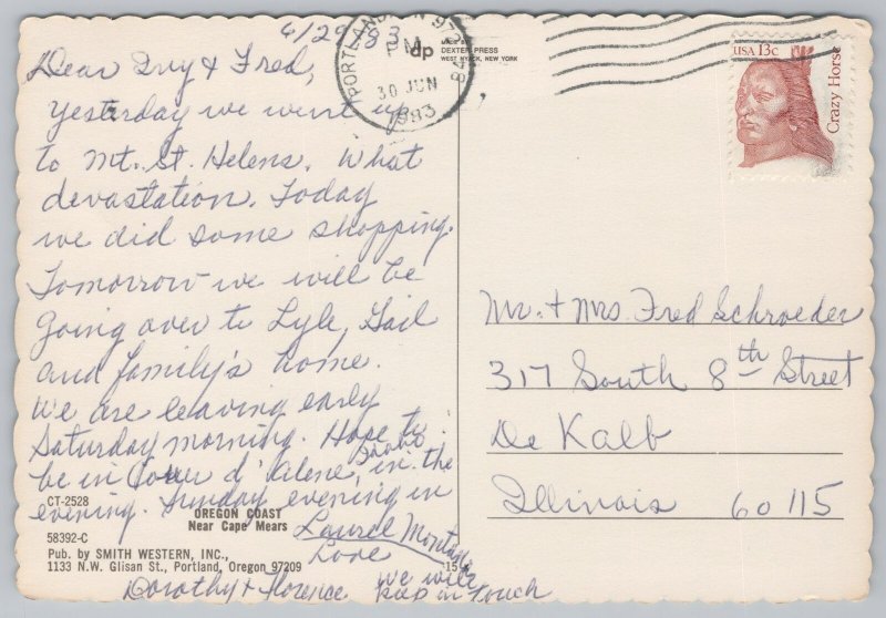 State View~Air View Oregon Coast Cape Mears~Continental Postcard 