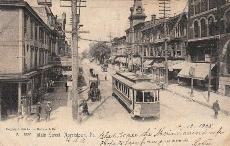 Postcard Main Street Norristown PA 1905