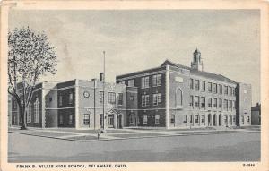 A21/ Delaware Ohio Postcard 1942 Frank B. Willis High School