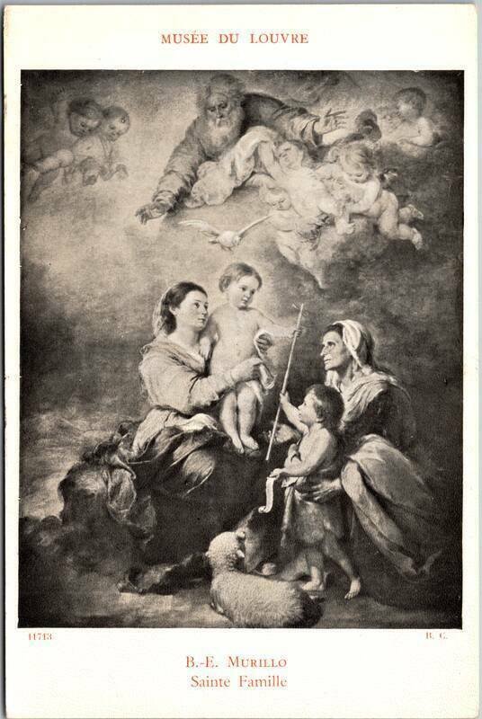 Saint Famille by Murillo Musee Du Louvre Angels God Children Lamb Vintage