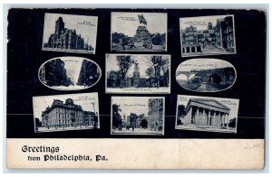 Greetings From Philadelphia Pennsylvania PA, Multiview Antique Postcard 