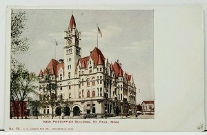 St Paul Minnesota New Post Office Building Glitter Decorated c1906 Postcard I14