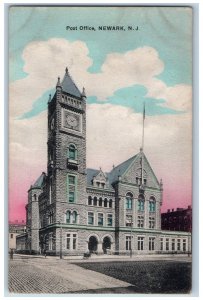 Newark New Jersey NJ Postcard Post Office Exterior Roadside c1920's Vintage